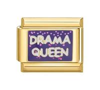 papasgix Italian Charms Gold Modular for Italian Charm Diamond Italian Style Charms fits all 9mm Bracelet Retro Personality Charms Bracelets Accessories Mother's Day Gift purple drama queen