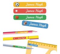 papasgix Personalised Name Labels Stickers No Iron Sticky Name Labels Kids School Labels Stick On Waterproof All-Purpose Labels for Water Bottles School Supplies(Multicolored-4Colour)