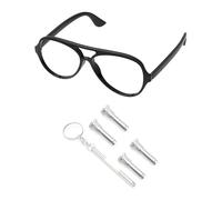 PapaViva 2 Pairs Replacement Temple Screws Set for Ray-Ban RB4125/RB3498/RB3261/RB3445/RB3478/RB3506/RB3190 Sunglass - Silver (Flat Slotted)