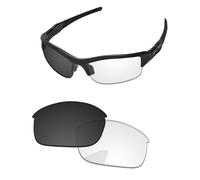 PapaViva Replacement Lenses for Oakley Flak Jacket OO9008 63mm Sunglass Eclipse Gray Photochromic Non-polarized