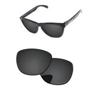 PapaViva Replacement Lenses for Oakley Frogskins OO9013 55mm Sunglass Solid Black Polarized