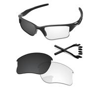PapaViva Replacement Lenses & Rubber Kits for Oakley Half Jacket 2.0 XL OO9154 62mm Sunglass Eclipse Gray Photochromic Non-polarized