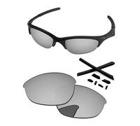 PapaViva Replacement Lenses & Rubber Kits for Oakley Half Jacket 63mm Sunglass Chrome Silver Pro+ Anti-reflective Polarized