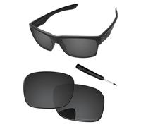 PapaViva Replacement Lenses & Screwdriver for Oakley TwoFace OO9189 Sunglass Solid Black Polarized