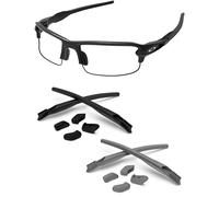 PapaViva Replacement Rubber Kits Nose Pads Pieces & Earsocks for Oakley Flak 2.0 OO9295/Flak 2.0 XL OO9188 Sunglasses - Grey + Black