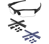 PapaViva Replacement Rubber Kits Nose Pads Pieces & Earsocks for Oakley Flak Jacket OO9008/Flak Jacket XLJ OO9009 Sunglasses - Navy Blue + Black