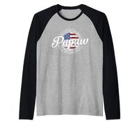 Papaw Because Grandpa is for Old Guys Vintage USA Flag Raglan Baseball Tee