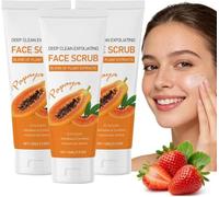 Papaya Brightening Face Scrub, Gentle Deep Cleansing Exfoliator with Plant Extracts, Purifying Pore Care to Reduce Blackheads,