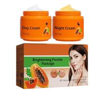 Papaya Brightening & Spot-Correcting Cream Set - Featuring a Natural Turmeric and Papaya Formula to Fade Freckles, Age Spots, and Dark Circles; Evens Skin Tone for a Luminous, Flawless Complexion