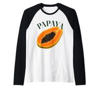 Papaya Fruit Tropical Foodie Produce Fresh Orange Fun Raglan Baseball Tee