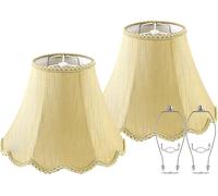 PAPAYA Lamp Shades Brown 2 Pcs,Hardback Empire Lampshades Flower Edage 6" Top x 13" Bottom x 9.8" High Spider Easy Assembly Lamp Shade for DIY Table Lamps Harp Holder Included