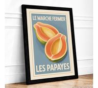 Papaya Market Vintage Framed Wall Art Print A3 Black