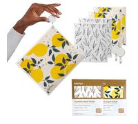 Papaya Swedish Dishcloths for Kitchen, 4 Reusable Paper Towels, 2 Hooks