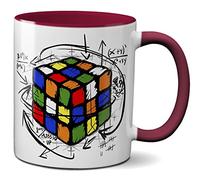 PAPAYANA - 1017 - RUBIK-CUBE - Duplex Printed Mug 325ml 11oz - Large Color Selection - Dark Red
