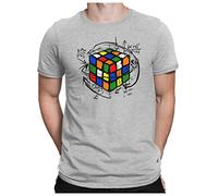 PAPAYANA - Rubik-Cube - Men's Fun T-Shirt - Printed Tee - Cutton - Regular Fit - M - Heather Grey