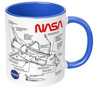 PAPAYANA - Space Shuttle NASA - Double-sided printed ceramic mug 325 ml 11 oz - large selection of colours - royal blue