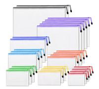 PAPEJOON 26pcs Mesh Zipper Pouch Bags, 8 Sizes Plastic Zippered Storage Bags for Organizing, Clear Pouches with Zipper, Waterproof Mesh Pouch for Office School Supplies, Home Organize, Travel Storage
