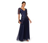 Papell Studio Women's Beaded Mesh Long Dress in Navy | Size: 10 Papell Studio Navy 10