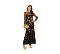 Papell Studio Women's Long Sleeve Beaded Dress in Black | Size: 10