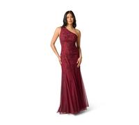 Papell Studio Women's One Shoulder Beaded Dress in Red | Size: 16 Papell Studio Red 16