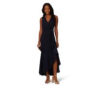 Papell Studio Women's Ruffle Flounce Crepe Gown in Navy | Size: 12 Papell Studio Navy 12