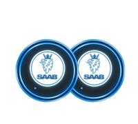 PAPEP 2 pcs LED Car Coasters for SAAB, Led Cup Holder Lights for Car 7 Colors Holders Cool Car Accessories Wiring-Free Waterproof