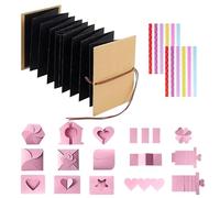Paper Accordion Style Photo Ablum Book, DIY Scrapbook Albums, Travel Scrapbook, Accordion Style Notebook Scrapbook Stretchable Folding with 2 Sheets Corner Stickers,17 DIY origami(18 x 12cm)