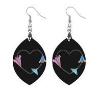 Paper Airplane Heart Earrings for Women Wooden Earrings Pendant Apricot Shaped Drop Earrings Jewelry