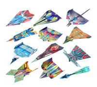 Paper Airplane Kit - Colored Folding Craft Set, Creative Design Sheets with Twelve Patterns Included | Fun Activity for Beginner Boys Girls Adults Classroom Homeschool Playroom Daycare School P