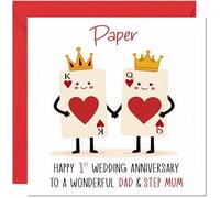 Paper Anniversary Card for Dad & Step Mum - 1st Wedding Anniversary Cards for Step Mum & Dad Cute Anniversaries Greeting Cards