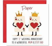 Paper Anniversary Card for Mum & Step Dad - 1st Wedding Anniversary Cards for Step-Dad & Mum Cute Anniversaries Greeting Cards