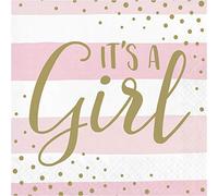 Paper Art PC346286 Pink and Gold 'It's a Girl' 2-Ply Lunch Paper Napkins-16 Pcs