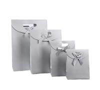 Paper Bags With Handles 12pcs Flipped Bow Color Kraft Paper Box Packaging(Grey,16x12x6cm)