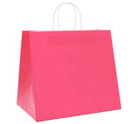 vidaXL Kraft Paper Bags 250 Pieces with Pink Handles 32 x 22 x 28 cm, Paper Bag, Paper Gift Bag, Kraft Paper Gift Bag