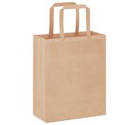 (brown, 18 x 8 x 22 cm/ 50 pcs) vidaXL Paper Bags 250 pcs with Handles White 21x11x28 cm Paper Grocery Bag