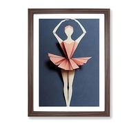 Paper Ballerina Dancer Framed Print for Living Room Bedroom Home Office Décor, Wall Art Picture Ready to Hang, Walnut A3 Frame (34 x 46 cm)