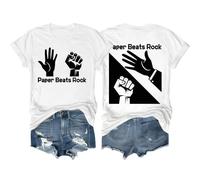 Paper Beats Rock Shirt Rock Paper Scissors T-Shirt Funny Graphic Tees for Women Men White