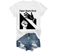 Paper Beats Rock Shirt Rock Paper Scissors Tshirt Funny Graphic Tees for Women Men White