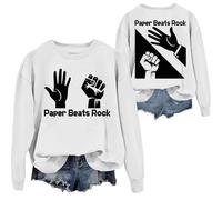 Paper Beats Rock Sweatshirt Rock Paper Scissors Sweatshirt Funny Graphic Tees For Women Men White