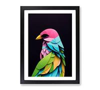 Paper Bird Abstract Framed Print | A2 Black Framed Wall Art | Ready to Hang | Abstract Fantasy Picture | Living Room Bedroom Lounge Office