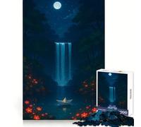 Paper Boat at Night Waterfall Jigsaw for Teenagers 1000 Pieces Memory Boost Relaxing Fun Pattern Assembly (50x75cm)