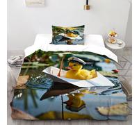 Paper Boat Bedding Set 3D Digital Printing Animal Theme Duvet Cover 3 Pieces Set Chic Breathable Quilt Cover Universal for All Seasons with Pillow Single(135x200cm)