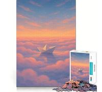 Paper Boat Floating Through A Dreamy Cloud Sea 1000 Piece Jigsaw Puzzle for Adults Logic Toy Relaxing Fun Design Assembly Santa Wish Gift (38x52cm)