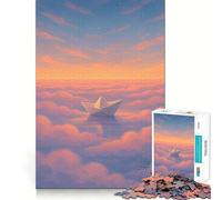 Paper Boat Floating Through A Dreamy Cloud Sea Jigsaw Puzzles for Adults 1000 Piece Logic Boost Toy Group Joy Premium Edge Bday Surprise (50x75cm)