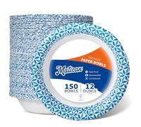 Paper Bowls, 12 oz, 150-Count, Microwave-Safe, Soak-Proof, Disposable Bowls with Infinity Petal Design, Great for Soup, Salad, Snacks, and Meals