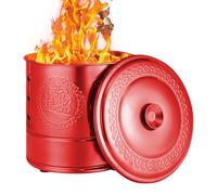 Paper Burner | Stainless Steel Paper Money Burner Bucket,Auspicious Barrel with Lid and Carry Handle for Rituals Funeral Ceremony Qingming Festival