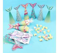 Paper Candy Gift Box Invitation Card Gifts Bags BirthdayTreat Mermaid Party Favors Decoration Supplies 12pcs
