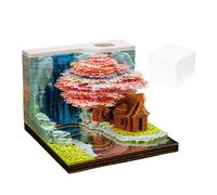 Paper Carving Art Sticky Notes | Design Self Adhesive Notepad, Craft Paper Notepad with Acrylic Dust Cover for Family, Friends and the