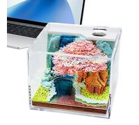 Paper Carving Art Sticky Notes - Mountain Treehouse Shape Note Pads,Memo Pad with Acrylic Dust Cover Long-Lasting Design for Desktop Decor Offices Bedrooms