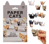 Paper Cats Origami 3D Kit, 50PCS DIY Origami Cats for Kids Adults, Creative Craft Set Home Desk Decor (Grey, Cat)